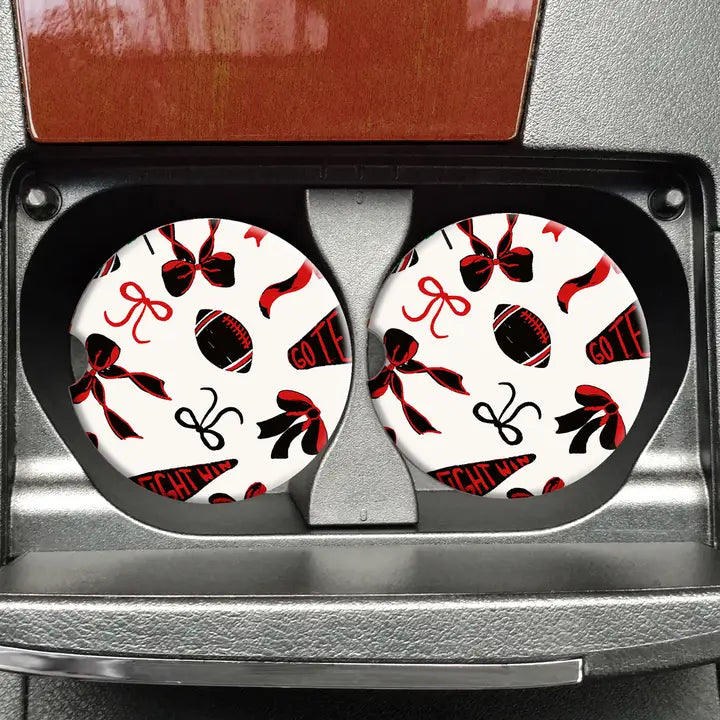 Car Coasters | Black Red Football Coquette