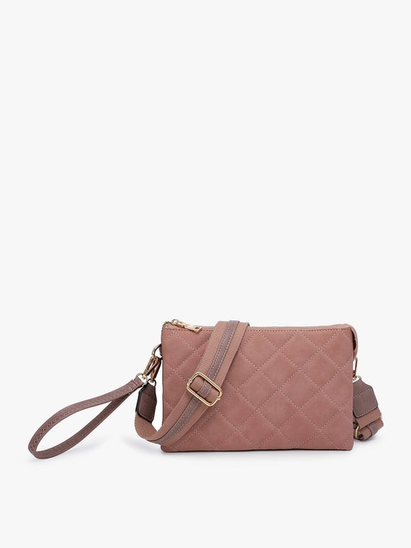 Izzy Vegan Leather Quilted Crossbody Bag | Mauve