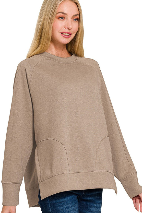 *DOORBUSTER DEAL | Scuba Side Slit Sweater | Cocoa