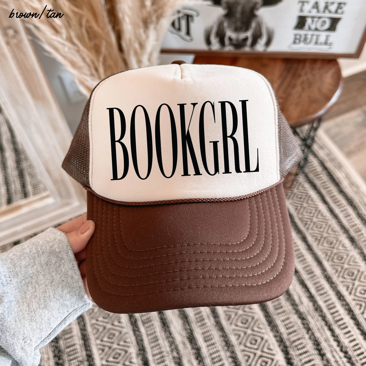 BookGrl Foam Trucker Cap | Brown/Tan
