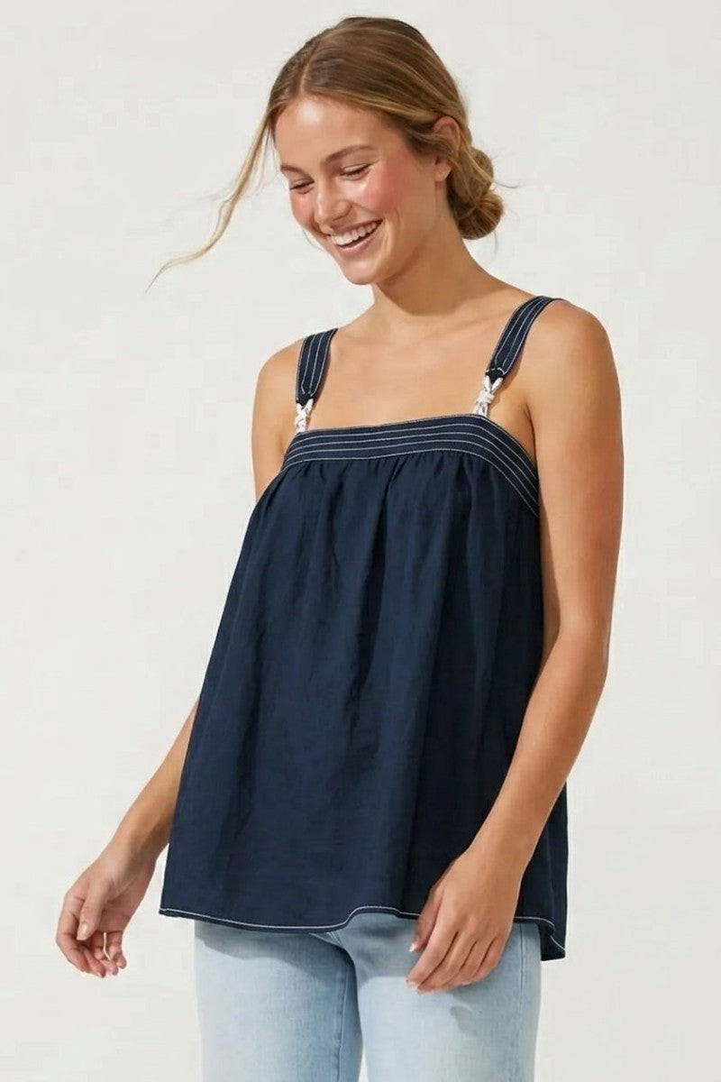 Rope Detail Sleeveless Top | Navy