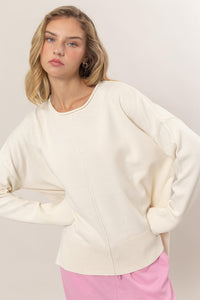 Relaxed Fit Pullover Sweater | Cream