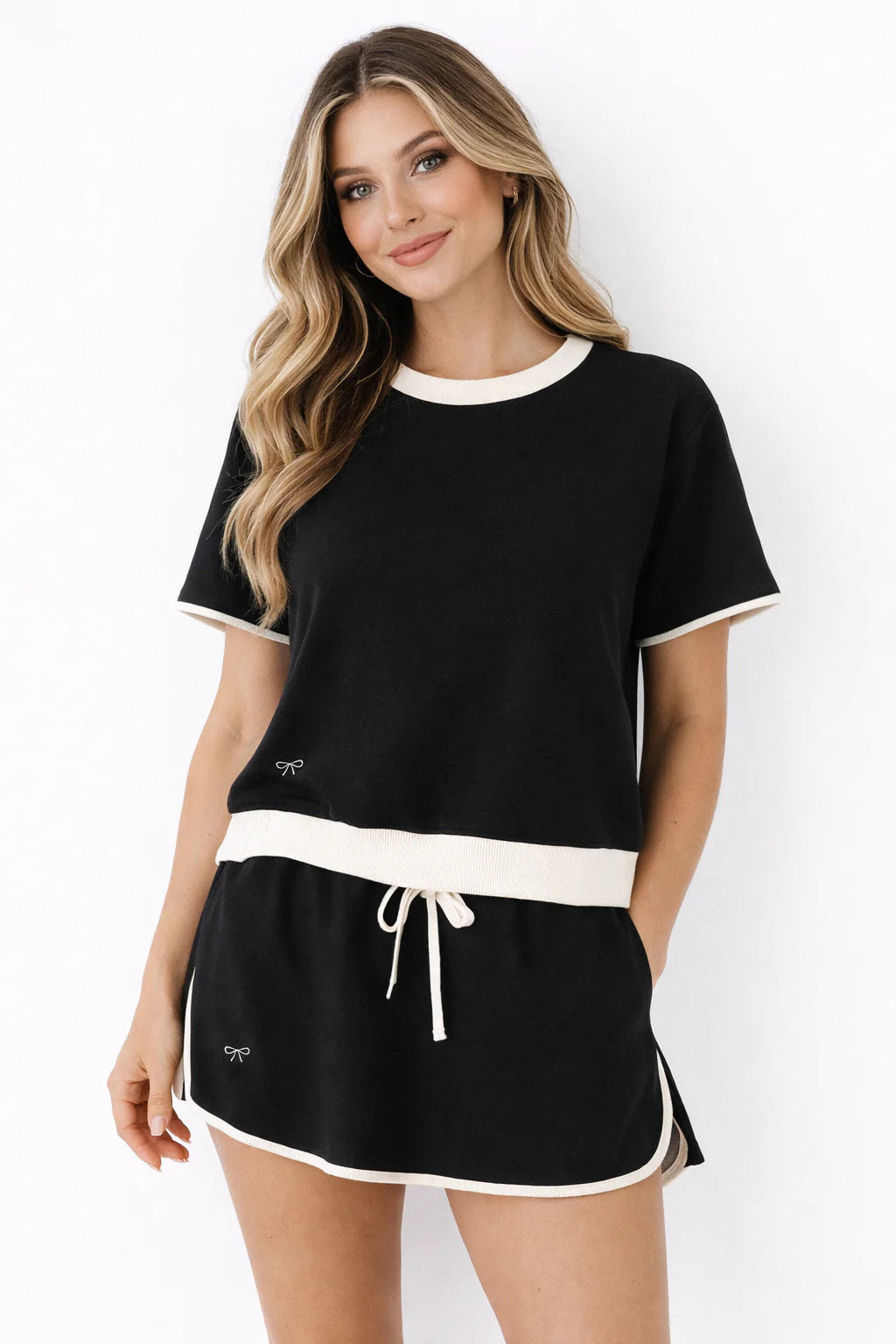 Contrast Activewear Skort Set | Black