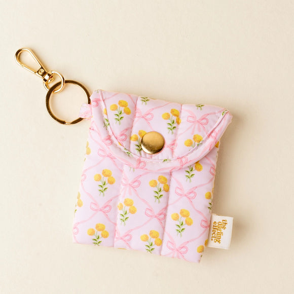 Puffy Earbud Case Keychain | Marigold Pink