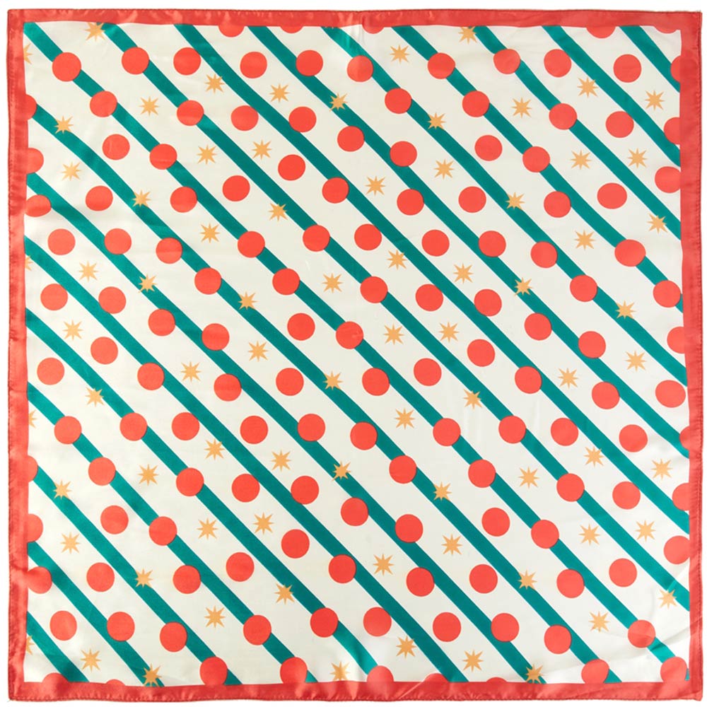 Polka Dot Christmas Square Bandana Scarf | Red