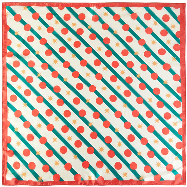 Polka Dot Christmas Square Bandana Scarf | Red