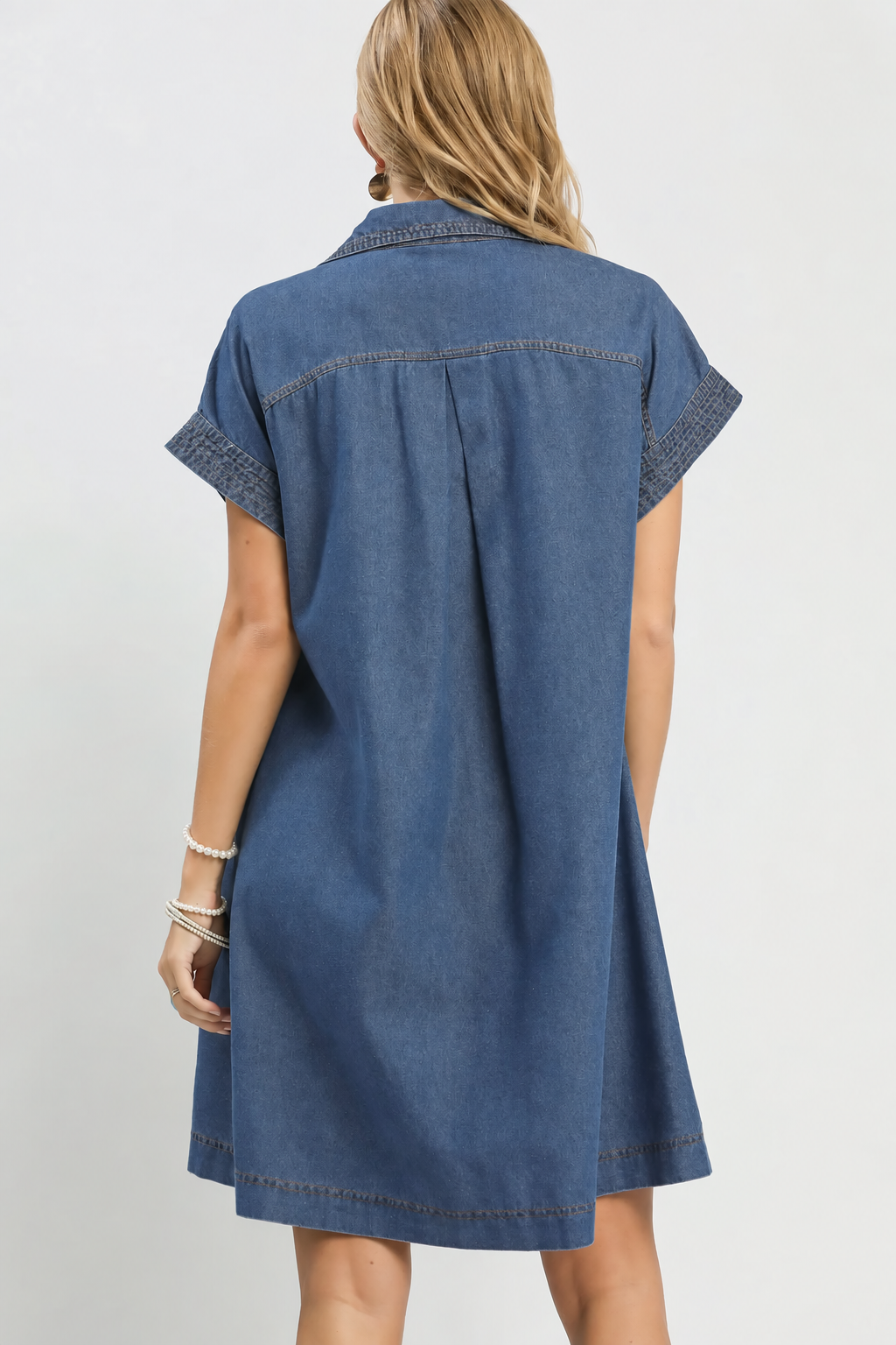 Chambray Button-Front Shirt Dress | Medium Wash