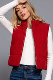 Corduroy Inner Faux Fut Puffer Vest | Chili Red