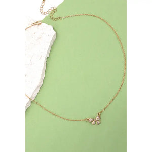 Crystal Bow Necklace | Gold