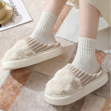 Checkered Fuzzy Warmie Slippers | White