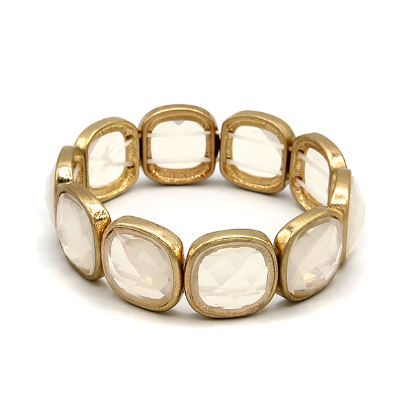 Square Gem Stretch Bracelet | Opal