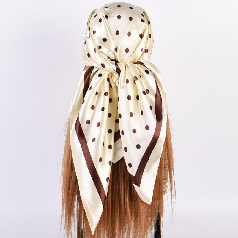 Silky Wild Rag Scarf | Ivory Polka Dot