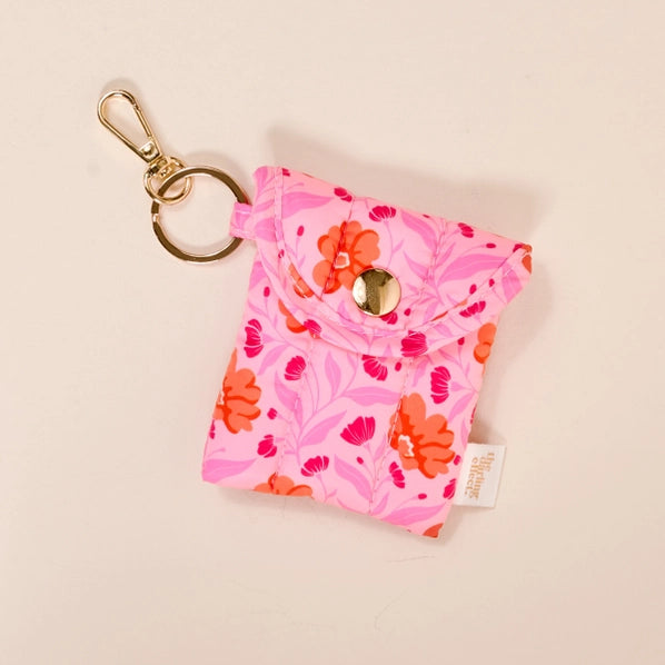 Puffy Earbud Case Keychain | Poppin' Petals Hot Pink