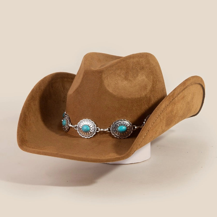 Turquoies Stone Band Cowboy Hat | Brown
