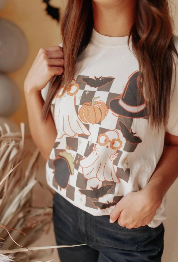 Checkered Ghost Tee | Heather Oatmeal