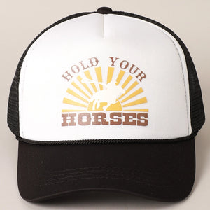 Hold Your Horses Trucker Cap | Black/White