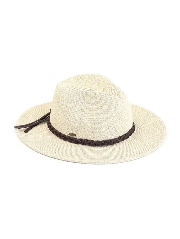 C.C Tied Braided Band Sun Hat | Light Natural