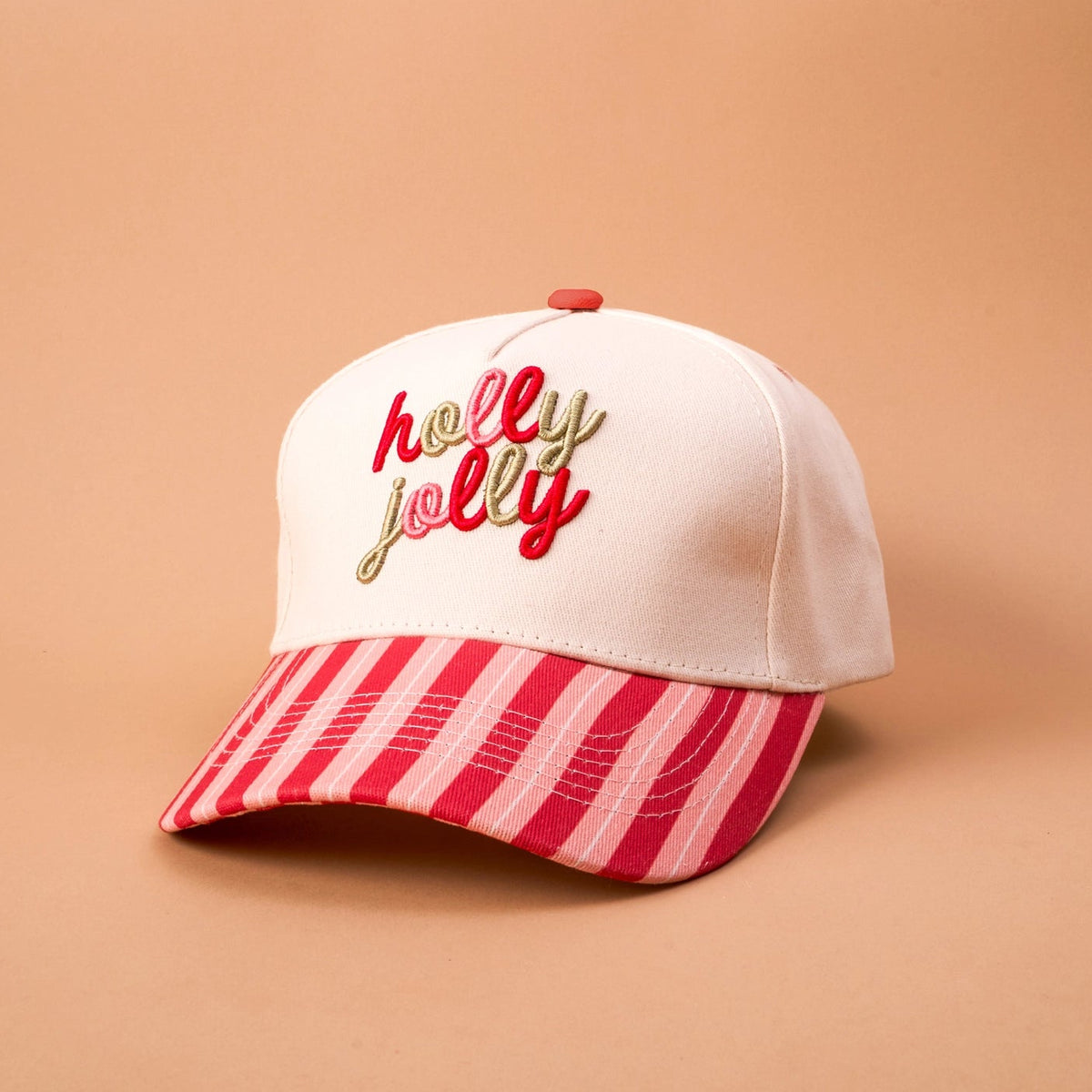 Holly Jolly Canvas Stripe Cap | Red/Pink