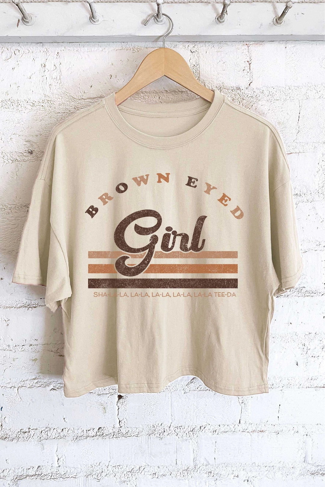 Brown Eyed Girl Cropped Midi Tee | Stone