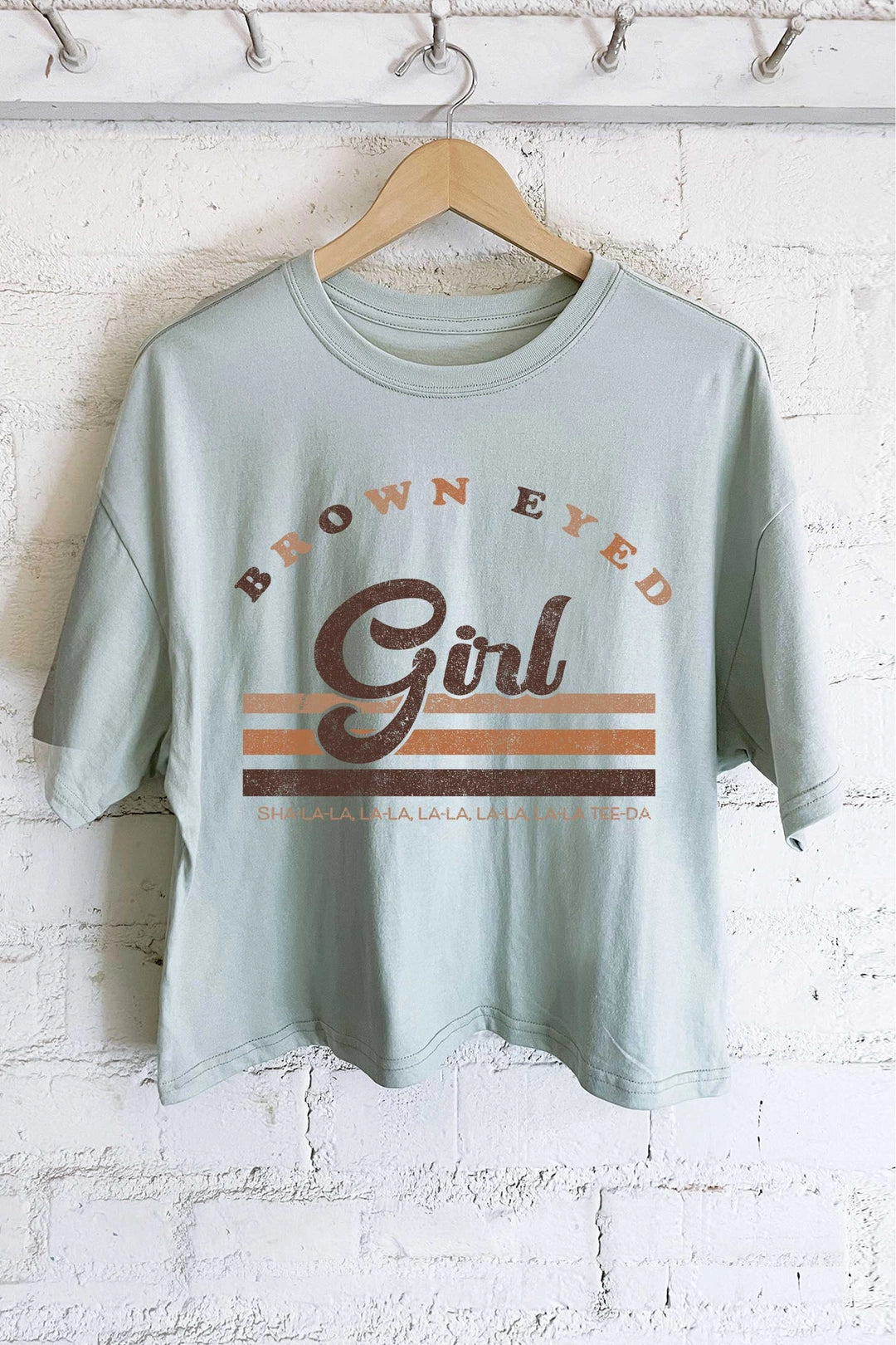 Brown Eyed Girl Cropped Midi Tee | Mint Blue