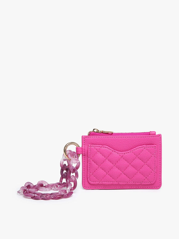 Rhodes Quilted Wallet+Chain Bangle | Hot Pink