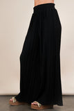 Wide Leg Pleated Pants | Black