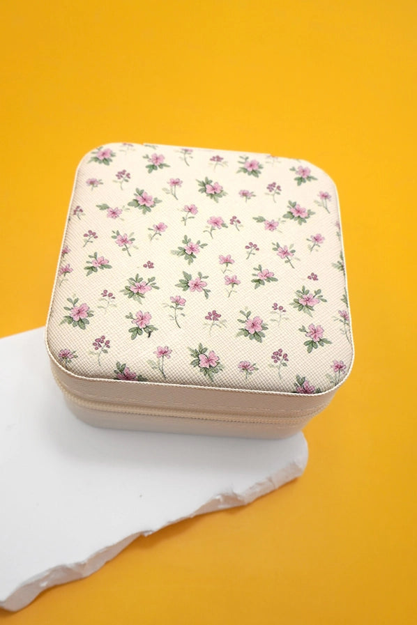 Jewelry Organizer Travel Case Box | Pink Floral