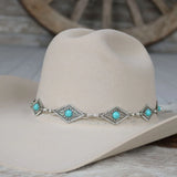 Diamond Turquoise Concho Hat Band | Silver