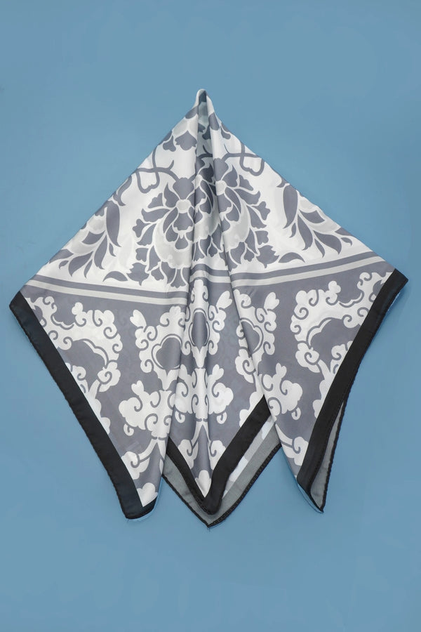 Silky Wild Rag Scarf | Vintage Floral Grey
