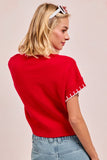Football Sequin Game Day Stitch Sweater Top | Red