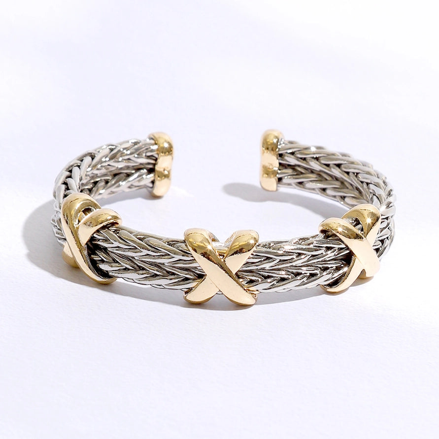 Braided Rope Bangle Bracelet | Silver/Gold