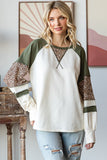 Leopard Raglan Top | Cream+Olive