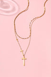 18k Dipped Layered Cross Necklace | Gold