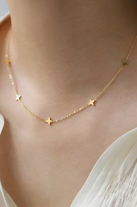Stainless Mini Cross Necklace | Gold