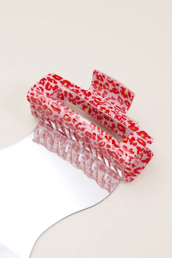 Leopard Hair Claw | Red/Pink