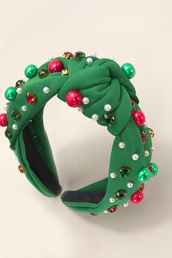 Embellished Pearl/Bead Christmas Knotted Headband | Various