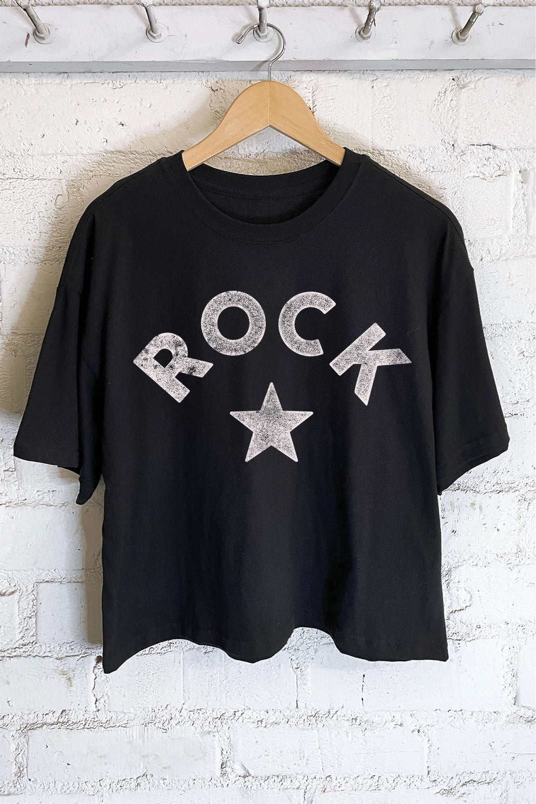Rock Star Cropped Midi Tee | Black