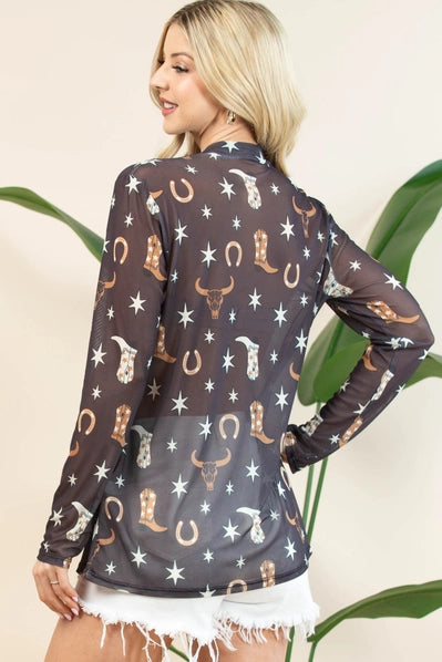 Western Elements Sheer Mesh Top | Black