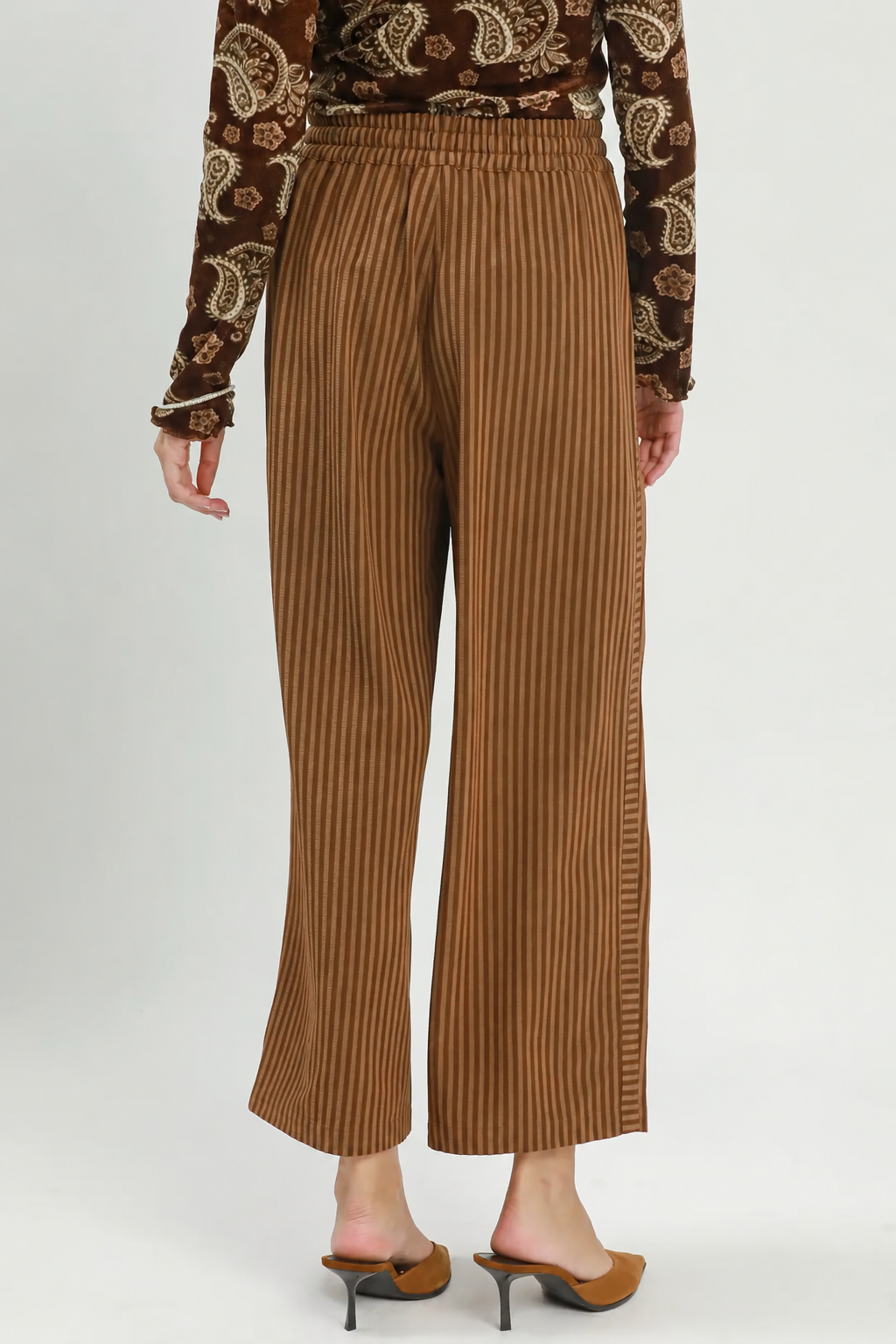 Stripe Wide Leg Pants | Cappuccino