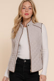 Quilted Padded Vest | Taupe