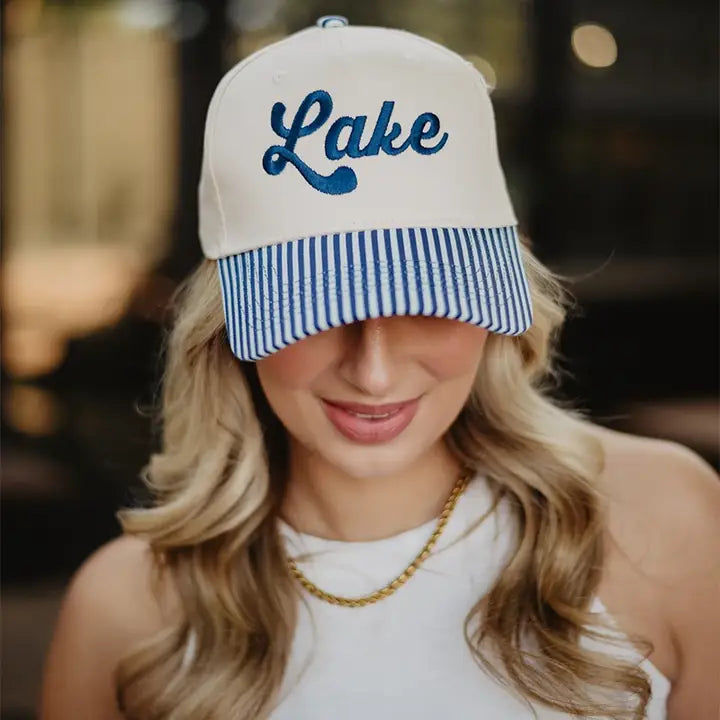 Lake Striped Trucker Cap | Blue