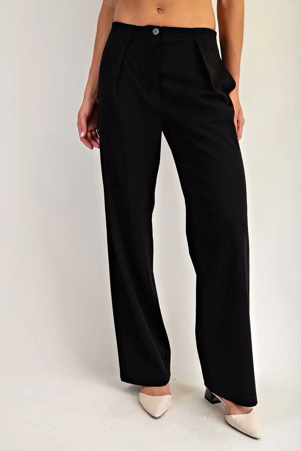 Solid Side Seam Slacks | Black