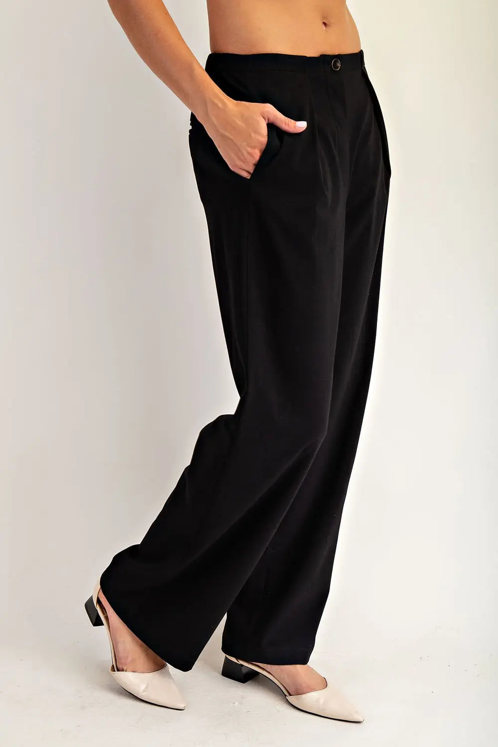 Solid Side Seam Slacks | Black