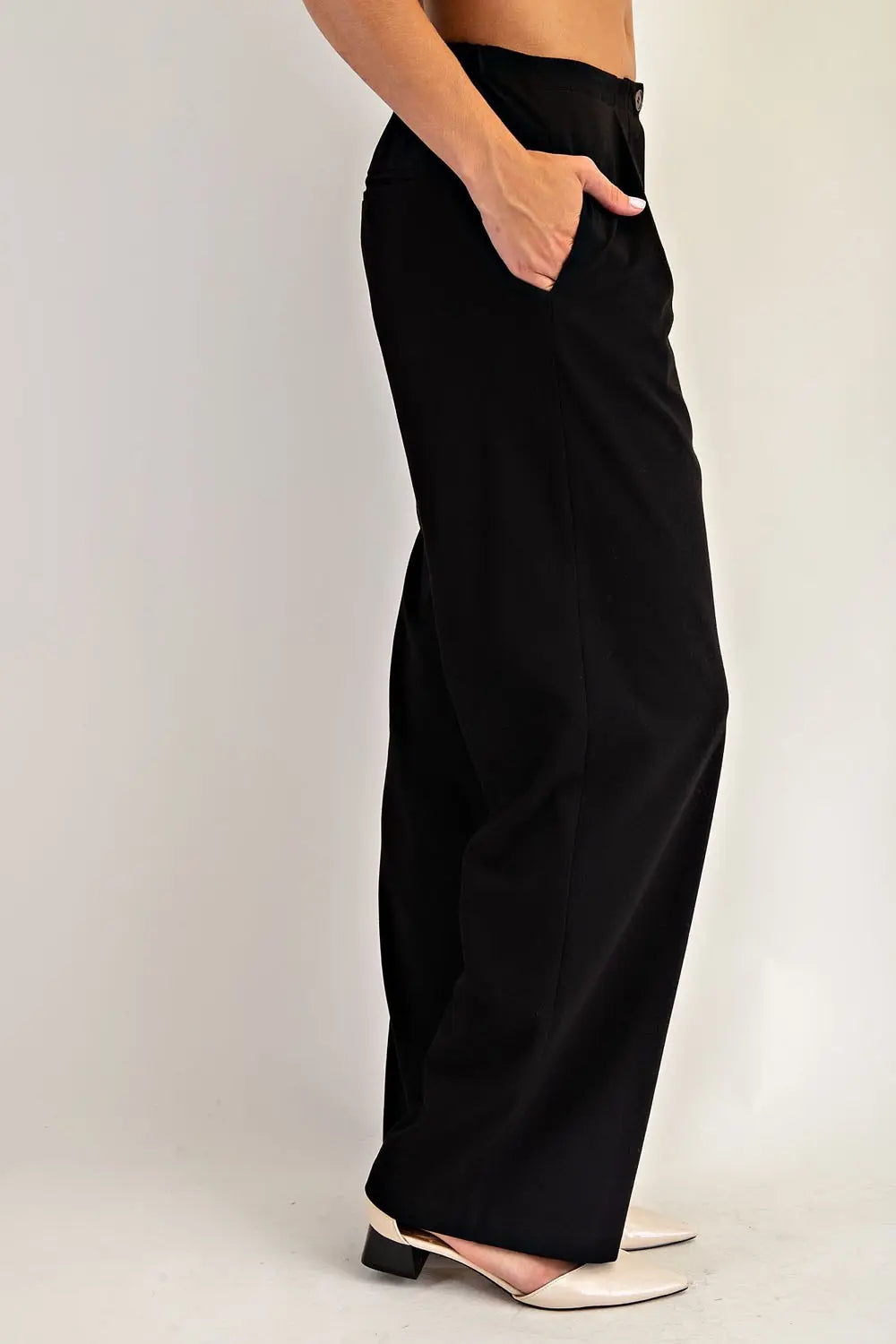 Solid Side Seam Slacks | Black