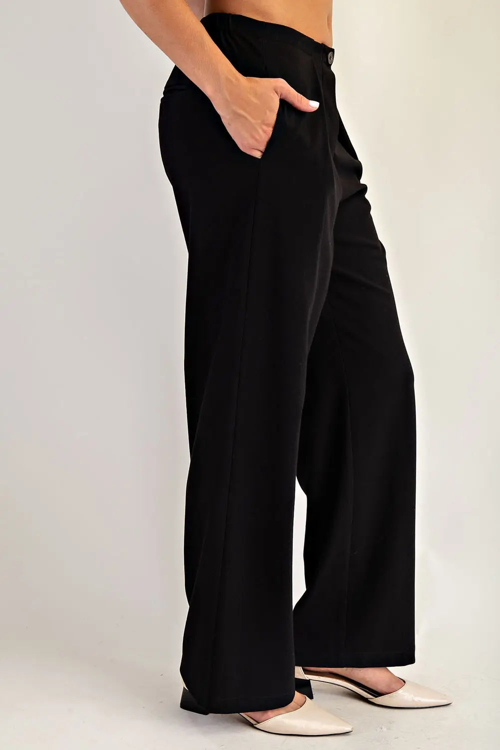 Solid Side Seam Slacks | Black