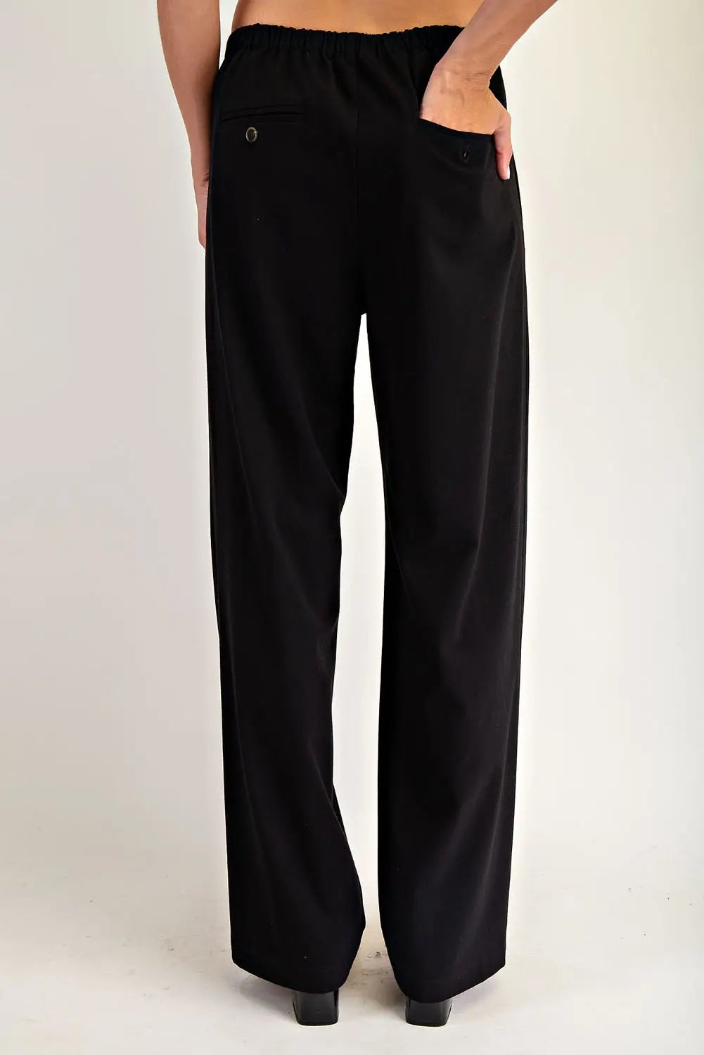 Solid Side Seam Slacks | Black