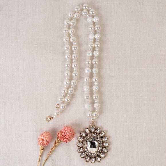 Western Necklace | White Crystal Pendant
