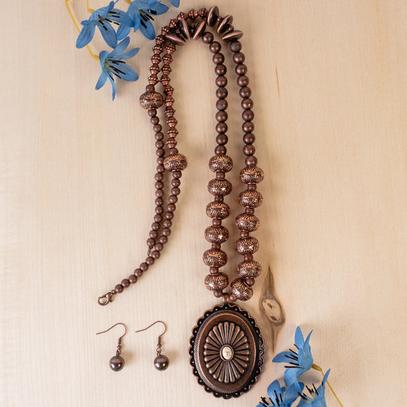 Western Necklace | Ivory Copper Squash Blossom Concho
