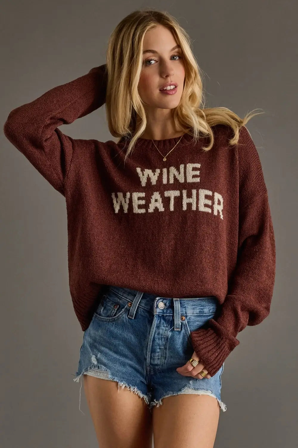 Wine Weather Sweater Top | Burgundy/Brown Blend