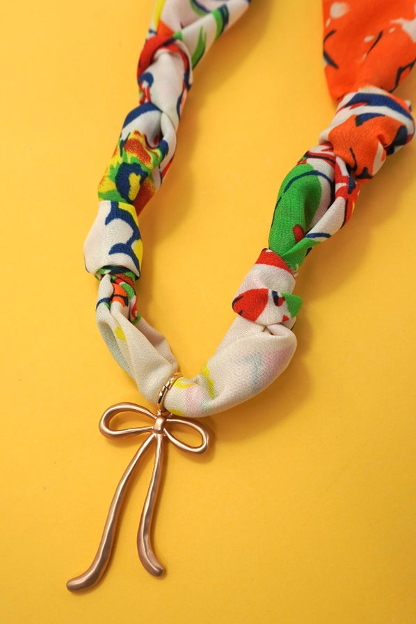 Handmade Scarf Necklace | Multi/Bow
